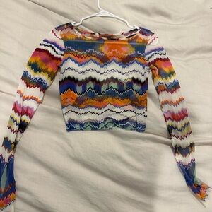 Colorful Missoni Mar Crop Swim Beach Mesh Top size S